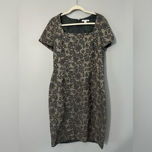 Banana Republic grey and cream lace Dress size 14 NWT